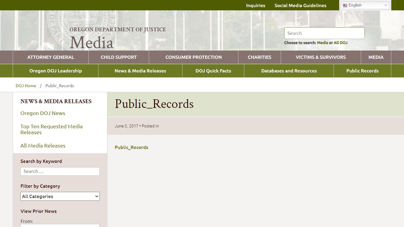 Public_Records - Oregon Department of Justice : Media